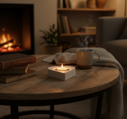 White Heart Shape Cement Tea Light Candle Holder – Modern Concrete Romantic Home Décor for Table, Wedding & Gift