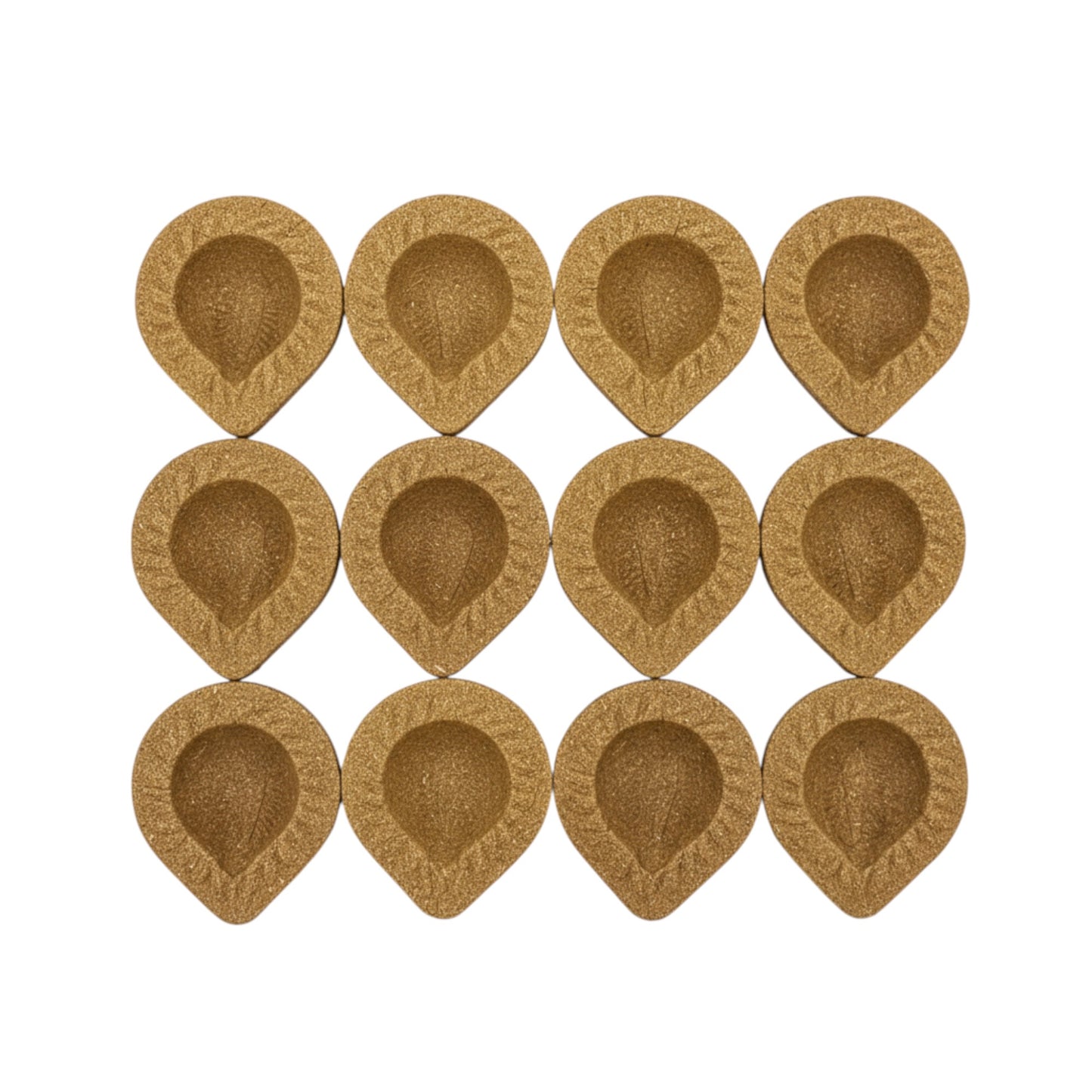Cow Dung Diya for Pooja and Diwali | Organic Handmade Vedic Ritual Lamp | Eco-Friendly Classic Design Diya | Set of 12
