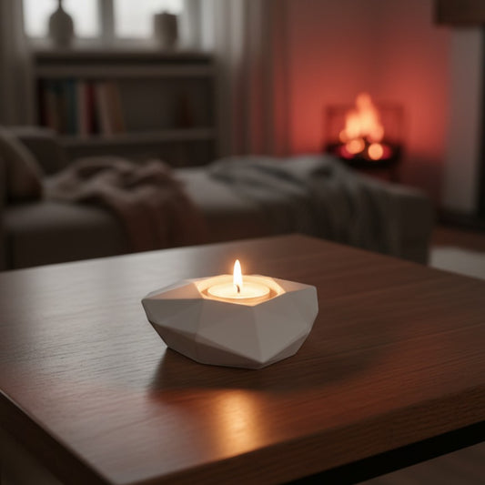 White Faceted Heart Cement Tea Light Candle Holder β Modern Geometric Concrete Romantic Table DΓ©cor for Home, Wedding & Valentine