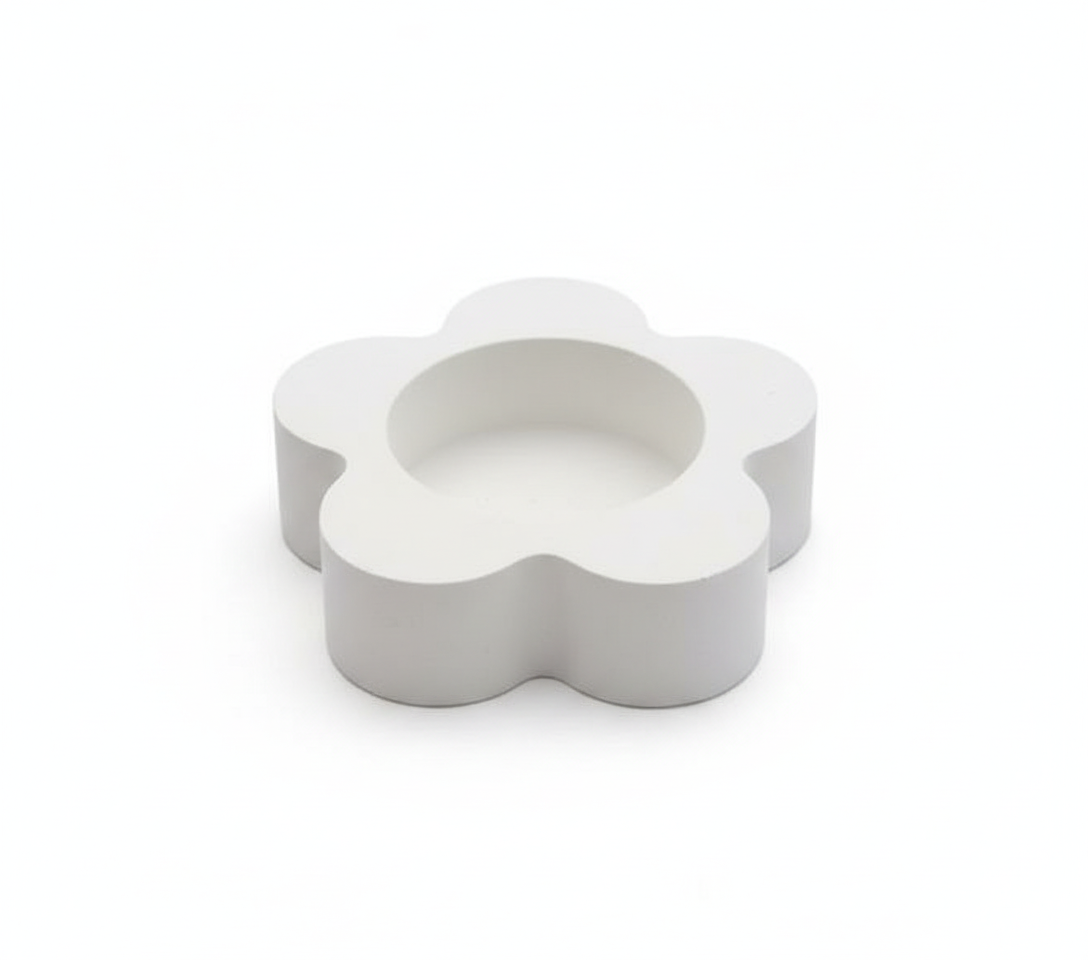 White Cement Flower Tea Light Candle Holder – Minimalist Concrete Floral Tealight Holder for Home, Office & Table Décor