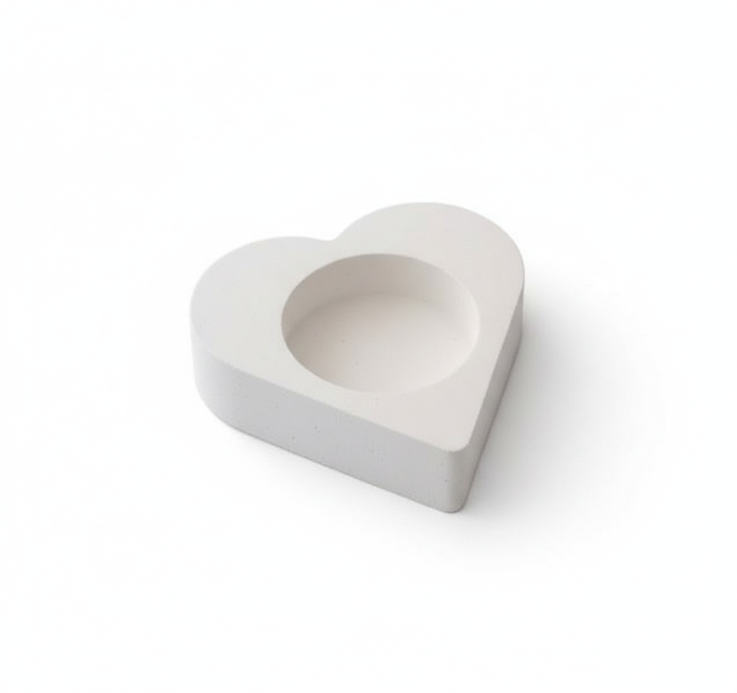 White Heart Shape Cement Tea Light Candle Holder – Modern Concrete Romantic Home Décor for Table, Wedding & Gift