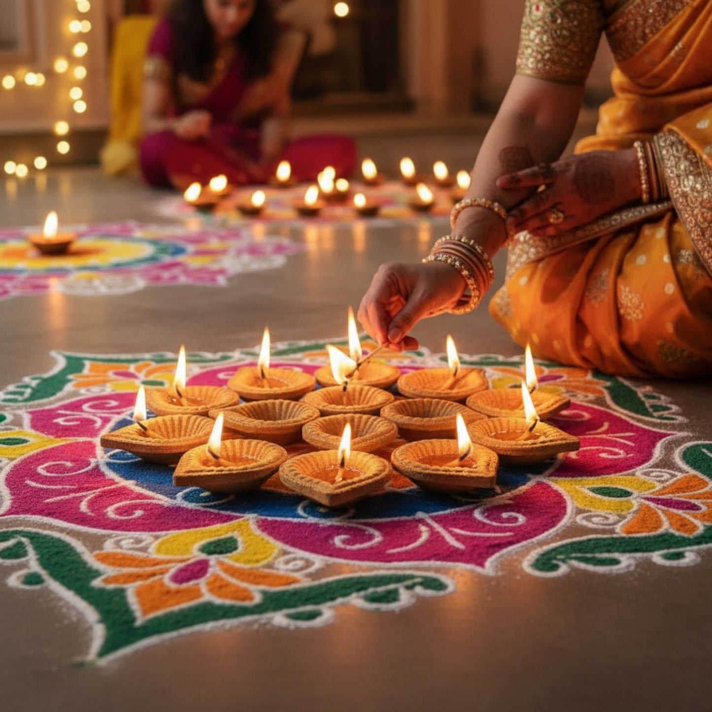 Cow Dung Diya for Pooja and Diwali | Organic Handmade Vedic Ritual Lamp | Eco-Friendly Floral Design Diya | Set of 12