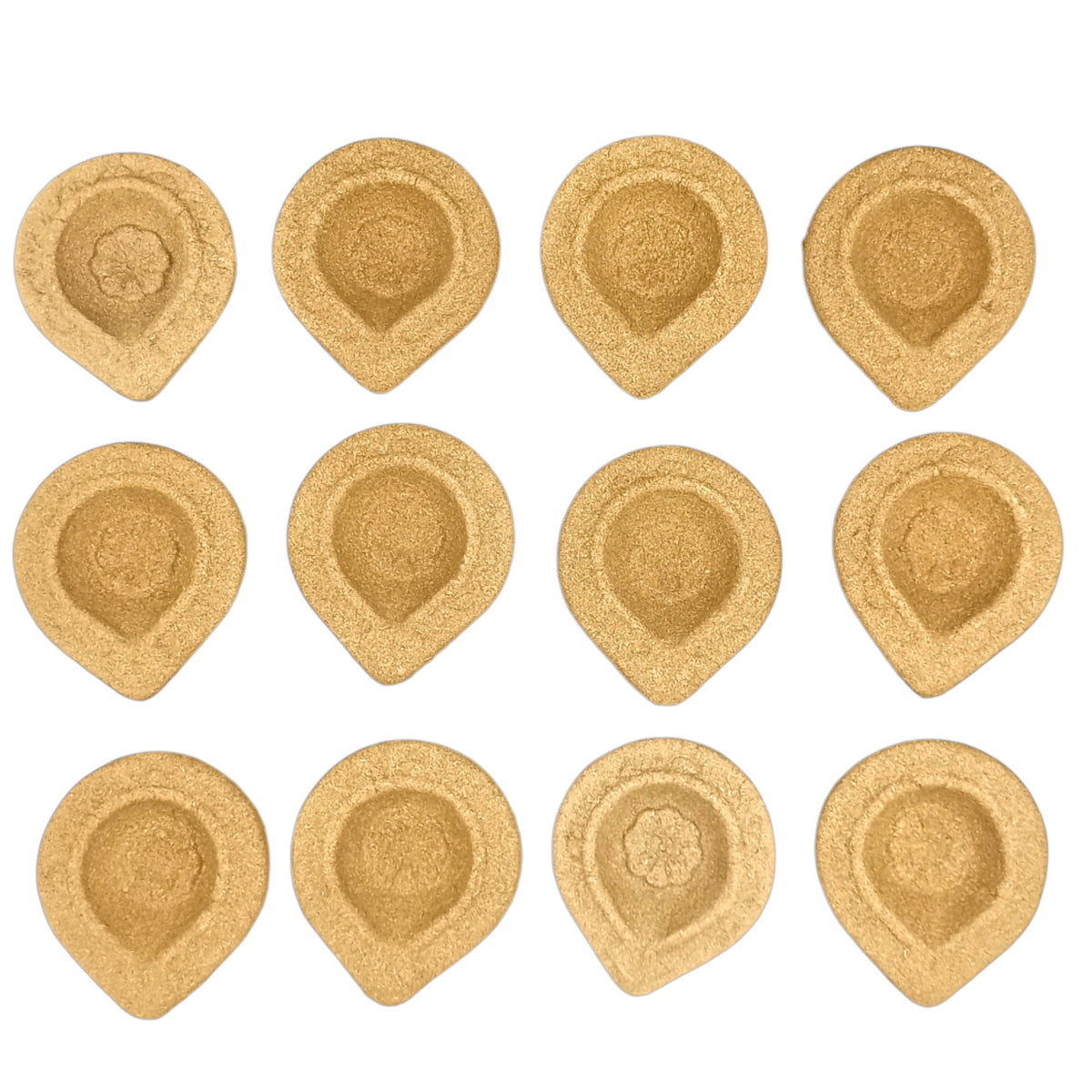 Cow Dung Diya for Pooja and Diwali | Organic Handmade Vedic Ritual Lamp | Eco-Friendly Leaf Design Diya | Set of 12