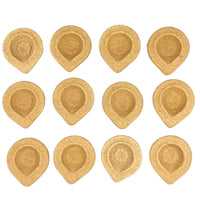 Cow Dung Diya for Pooja and Diwali | Organic Handmade Vedic Ritual Lamp | Eco-Friendly Leaf Design Diya | Set of 12