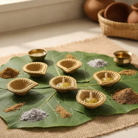 Cow Dung Diya for Pooja and Diwali | Organic Handmade Vedic Ritual Lamp | Eco-Friendly Floral Design Diya | Set of 12