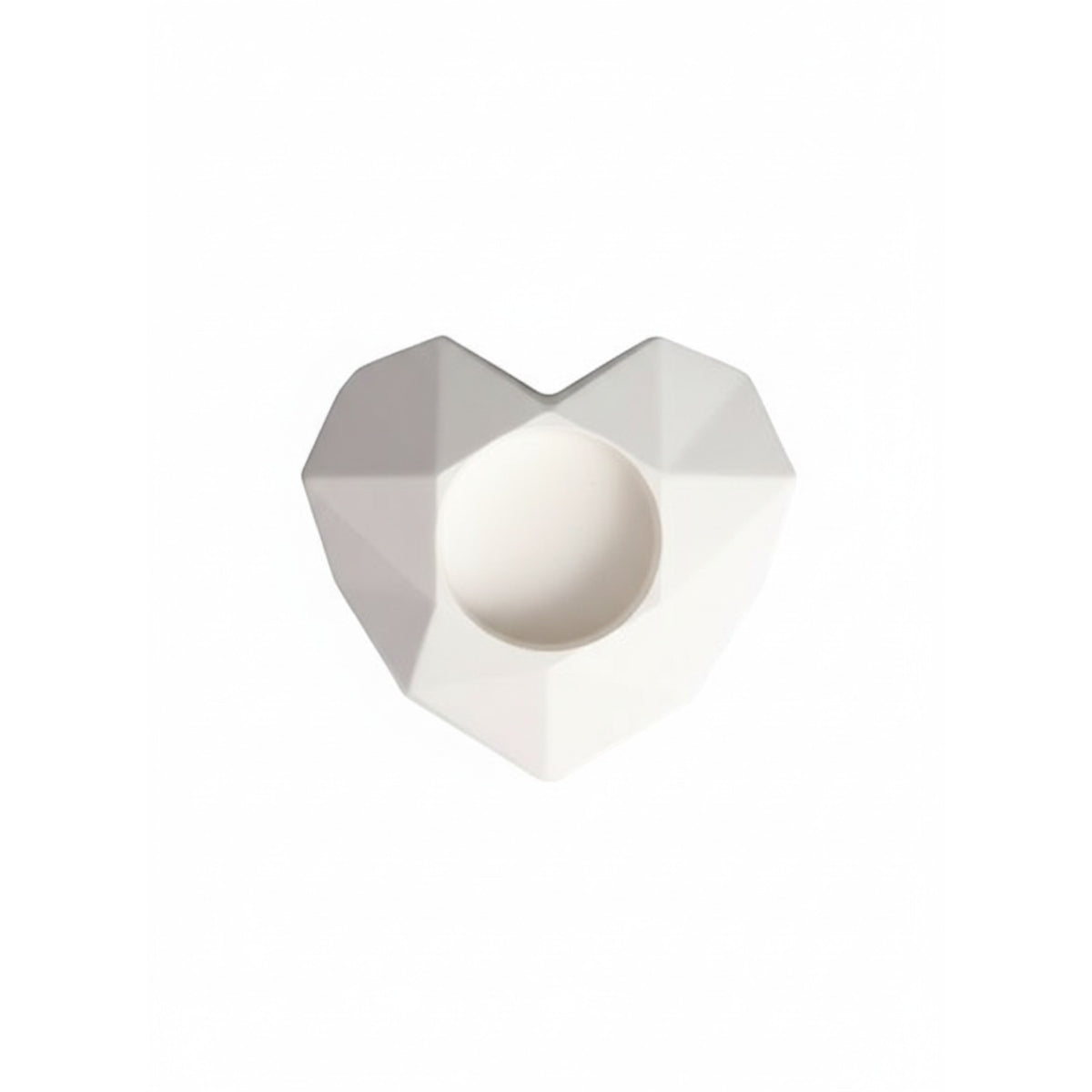 White Faceted Heart Cement Tea Light Candle Holder – Modern Geometric Concrete Romantic Table Décor for Home, Wedding & Valentine