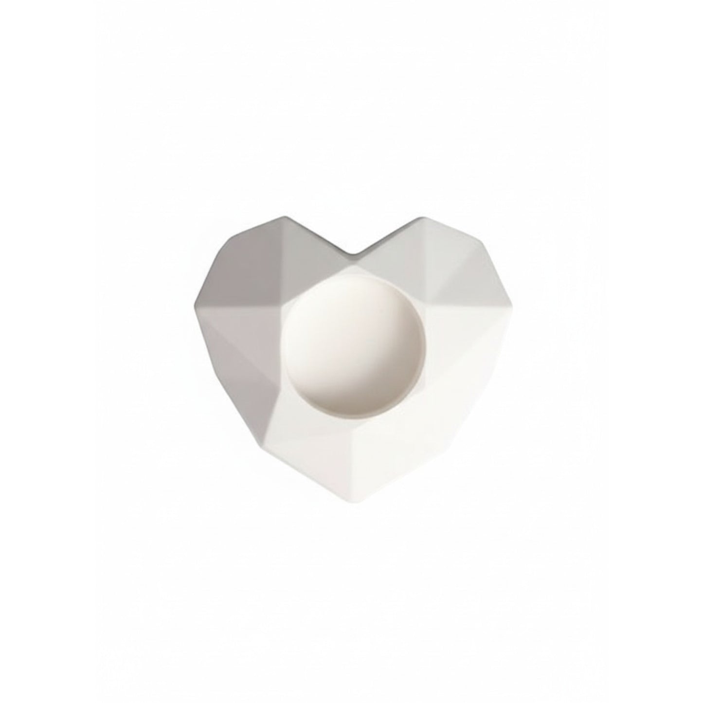 White Faceted Heart Cement Tea Light Candle Holder – Modern Geometric Concrete Romantic Table Décor for Home, Wedding & Valentine
