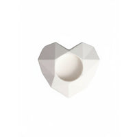 White Faceted Heart Cement Tea Light Candle Holder – Modern Geometric Concrete Romantic Table Décor for Home, Wedding & Valentine
