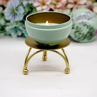Gold Metal Tealight Candle Holder Stand | Decorative Raised Candle Plate for Table & Home Decor