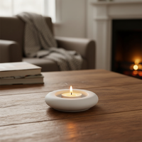 Minimalist White Cement Tea Light Candle Holder – Modern Round Concrete Tealight Holder for Home, Office & Table Décor