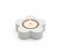 White Cement Flower Tea Light Candle Holder – Minimalist Concrete Floral Tealight Holder for Home, Office & Table Décor