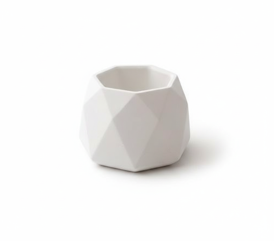 White Geometric Cement Candle Holder – Modern Concrete Pillar / Votive Candle Stand for Home, Office & Table Décor