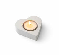 White Heart Shape Cement Tea Light Candle Holder – Modern Concrete Romantic Home Décor for Table, Wedding & Gift