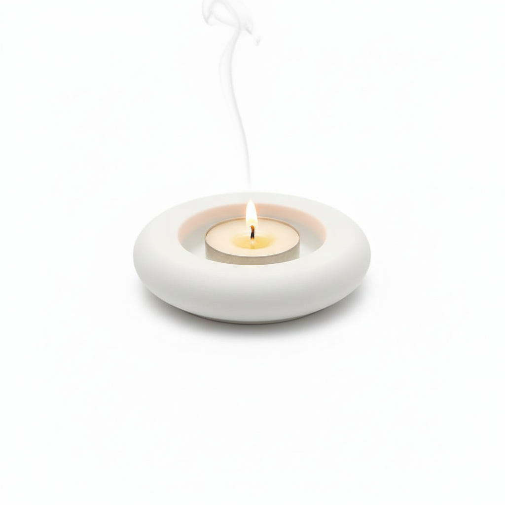 Minimalist White Cement Tea Light Candle Holder – Modern Round Concrete Tealight Holder for Home, Office & Table Décor