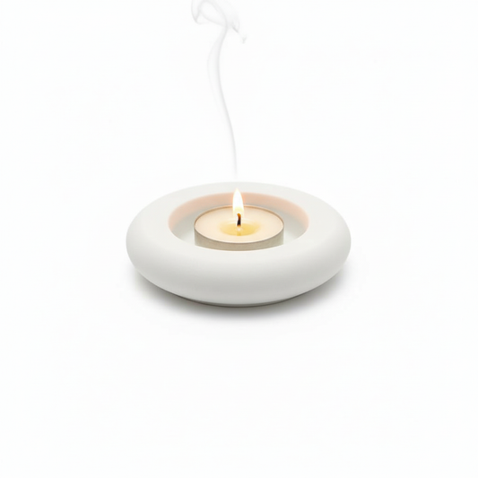 Minimalist White Cement Tea Light Candle Holder – Modern Round Concrete Tealight Holder for Home, Office & Table Décor