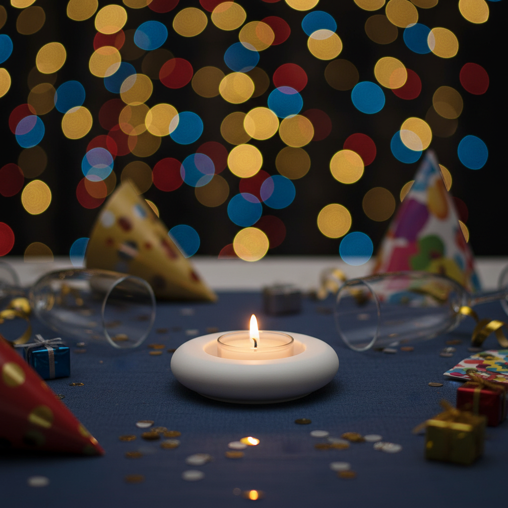 Minimalist White Cement Tea Light Candle Holder – Modern Round Concrete Tealight Holder for Home, Office & Table Décor