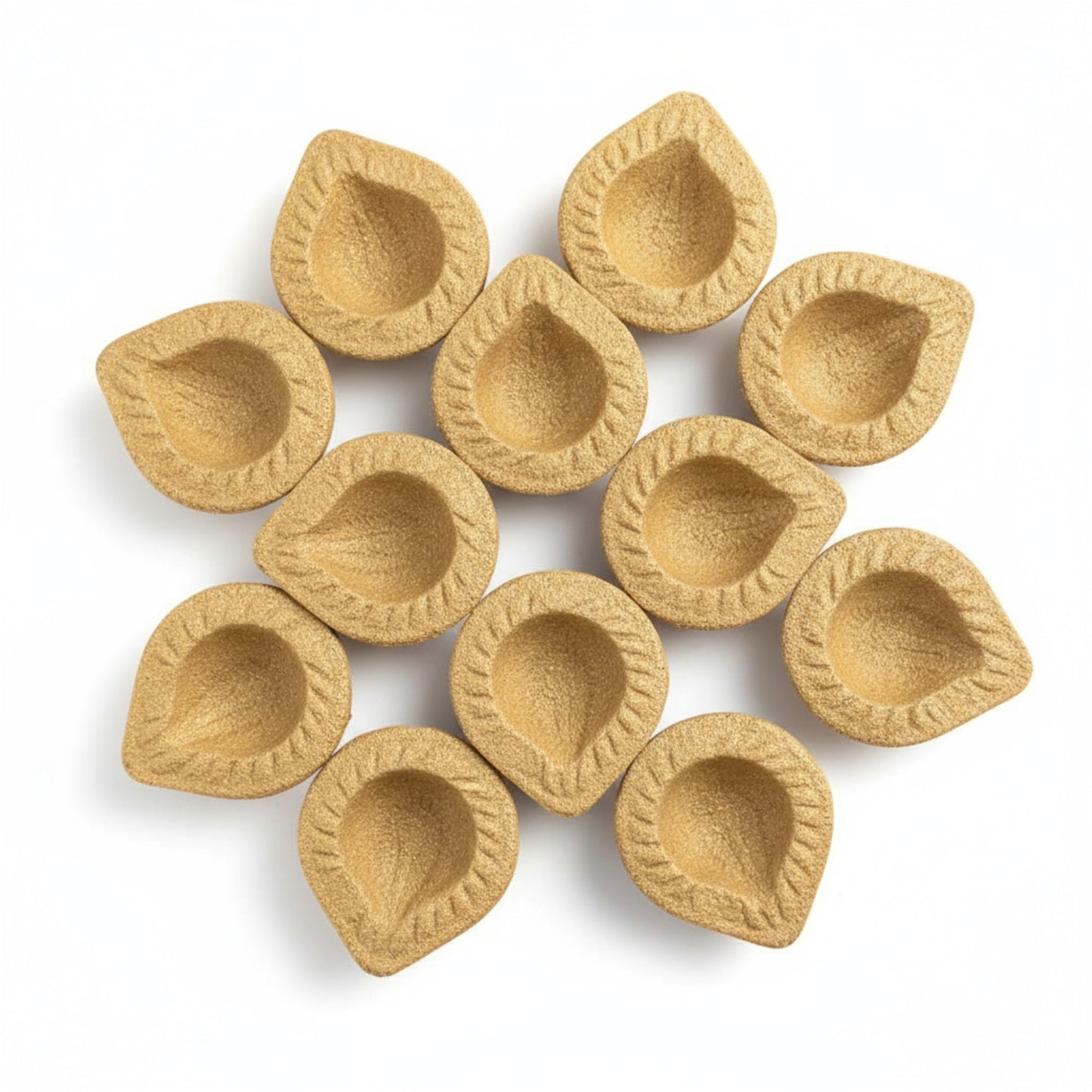 Cow Dung Diya for Pooja and Diwali | Organic Handmade Vedic Ritual Lamp | Eco-Friendly Classic Design Diya | Set of 12