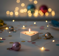 White Heart Shape Cement Tea Light Candle Holder – Modern Concrete Romantic Home Décor for Table, Wedding & Gift