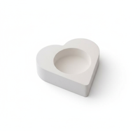 White Heart Shape Cement Tea Light Candle Holder – Modern Concrete Romantic Home Décor for Table, Wedding & Gift